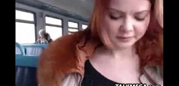  Naughty Redhead Flashes On A Train